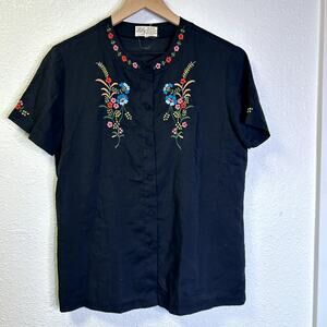 vintage embroidered blouse, top, Lily, button up shirt, embroidery